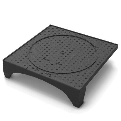 Avaloir de bordure en fonte 800×800 avec tampon Ø640