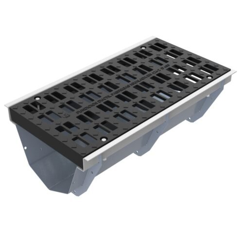 Caniveau acier galvanisé grille fonte 1000×554 – D400