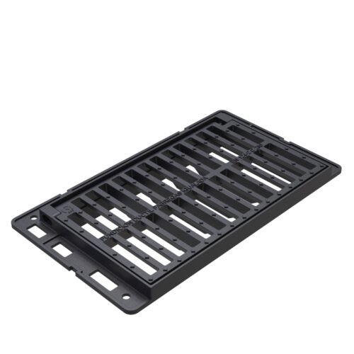 Grille avaloir en fonte abattable 600×350 – C250 (modèle Oporto)