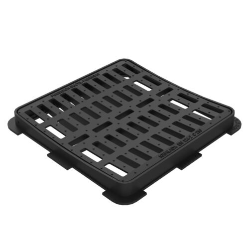 Grille avaloir en fonte concave abattable 600×600 – C250