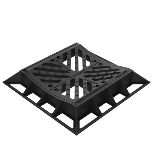 Grille avaloir en fonte concave abattable 400×400 – D400