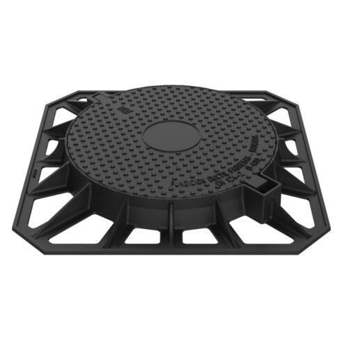 Tampon de regard rond cadre carré en fonte 850×850 – D400